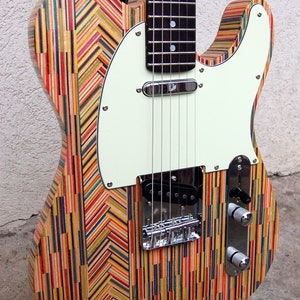 Perfect gift Telecaster style fish bone recycled skateboard guitar, custom handmade electric guitar with Squier pickups, for him, for her image 4