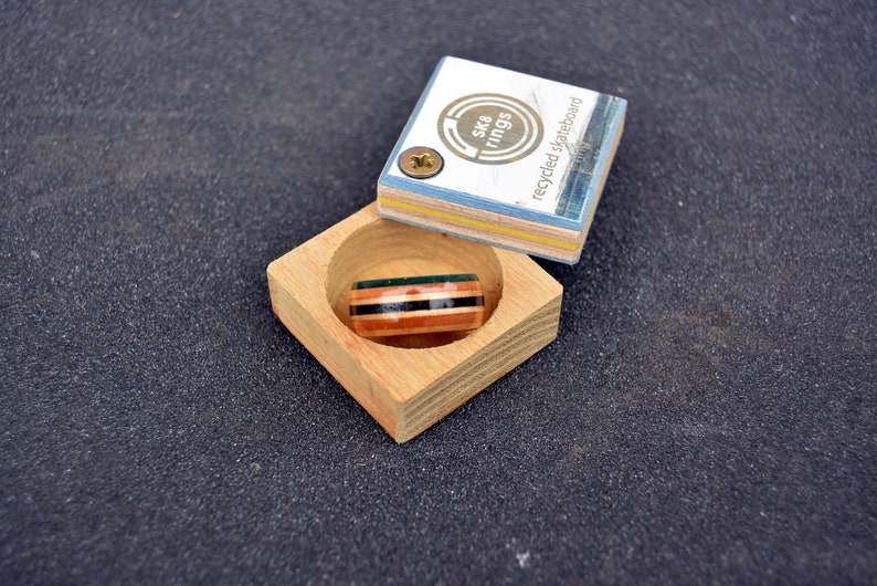 Ring box from recycled skateboards image 1