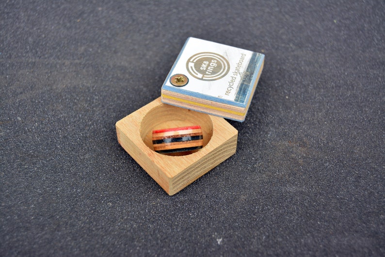 Birthday gift RED black natural recycled skateboard rings
