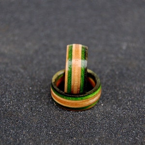Perfect gift Green olive natural recycled skateboard rings image 2