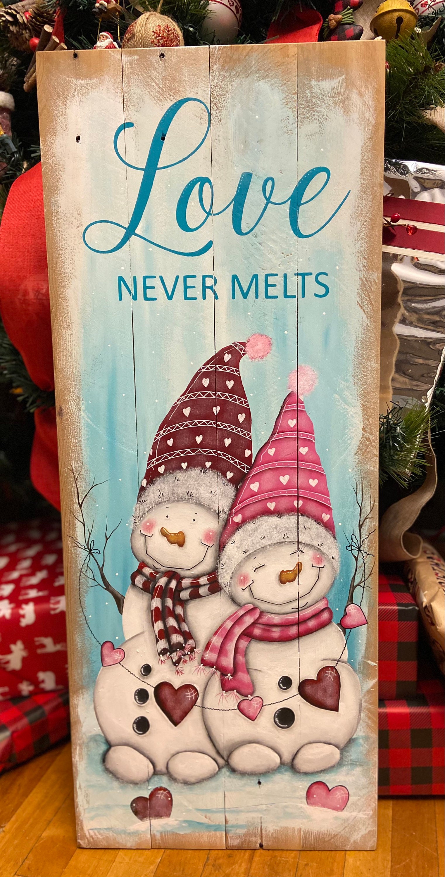 Love Never Melts Snowman - Cedar Ornament Love Never Melts Snowman - Cedar Ornament