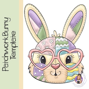 TEMPLATE: Patchwork Bunny Door Hanger|Spring Easter Painting Craft (Digital Download)