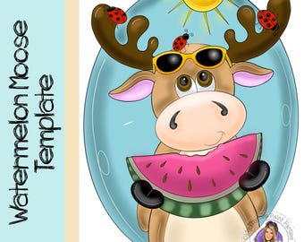 PLANTILLA: Plantilla para colgador de puerta de alce sandía}Manualidad de pintura de primavera (Descarga digital)