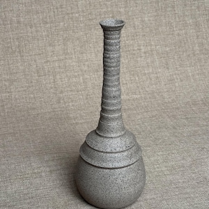 Handmade Minimalist Gray Stoneware Bud Vase, Modern Ceramic Vase, Wheel Thrown Pottery, Sale Due to Small Crack