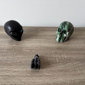 Ruby Zoisite Skull, Hot Lava Stone Labradorite Eyes, Zebra Jasper Dragon, Channeled Transmissions. Meet Grace, Celeste & Keeley: