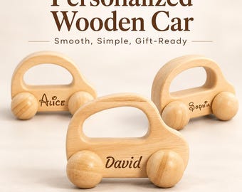 Personalized Wooden Car Toy, Custom Name Engraved Wooden Car, Baby Boy Gift, Toddler Toy, Montessori Wooden Toy, First Birthday Gift