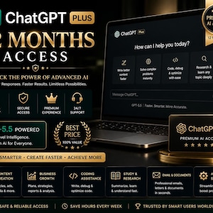 ChatGPT Plus 12 Months Access | GPT-5.5 AI Assistant | Premium AI Tools | Instant Digital Delivery | Productivity & Content Creation