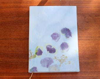 Eco Print Flower Journal: Handmade A5 Notebook with Dyed Pages