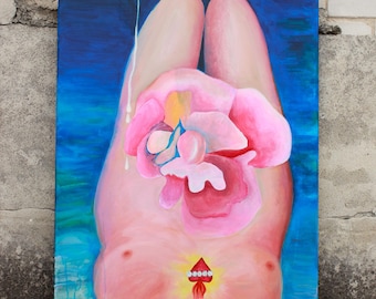 BLISS - Large Original Subtle Erotic Art Painting, Acryl on canvas, 100x70cm