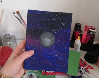 Full moon handmade Journal  Galaxy Cosmos  Universe Journal - Notebook - Diary - Sketchbook - galaxy Journal -  paper