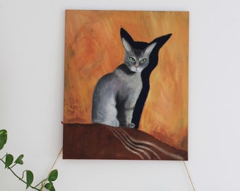 CAT Original painting, animal painting, acryl  50x 60 cm , for your home
