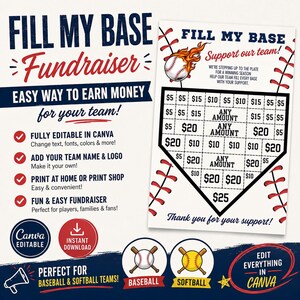 Plantilla para recaudación de fondos Fill My Base / Equipos de béisbol y sóftbol (descarga digital)