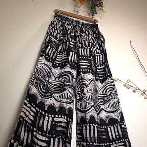 One-of-a-Kind Wearable Art Adire Pants | Handmade 100% Cotton Baggy Trousers | Bespoke African Print Loose Fit | Long 48”