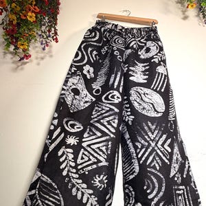 African Adire Baggy Trousers | 100% Cotton Handmade Wearable Art Bespoke Pants | Unique One-of-a-Kind Loose Fit | Long Flowing Trousers