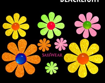 Daisy Neon Glow Body and Face Stickers for Raves, Festivals, Costumes and more! -Ready to wear