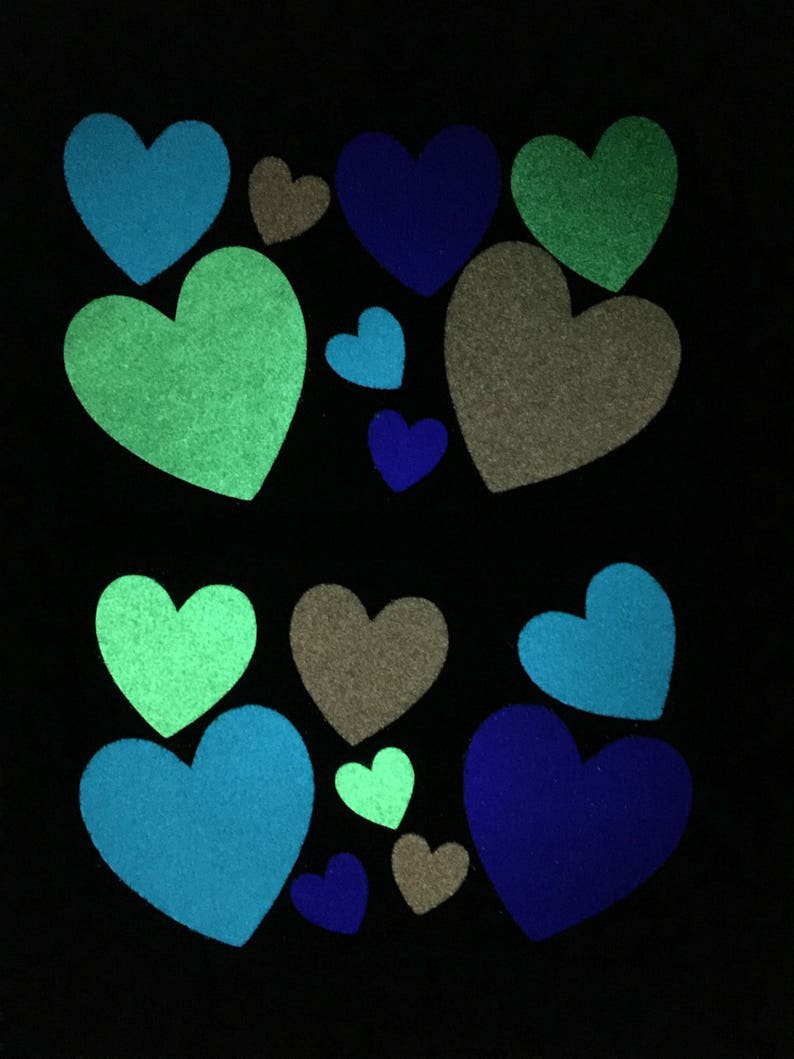 Heart Glow in the Dark Body Stickers Glow Party Heart Etsy