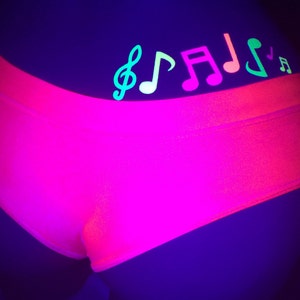 Music Notes Neon Glow Body Stickers Blacklight Glitter Body Stickers Neon Body Art DJ Stripper Ravewear Face Jewels image 2