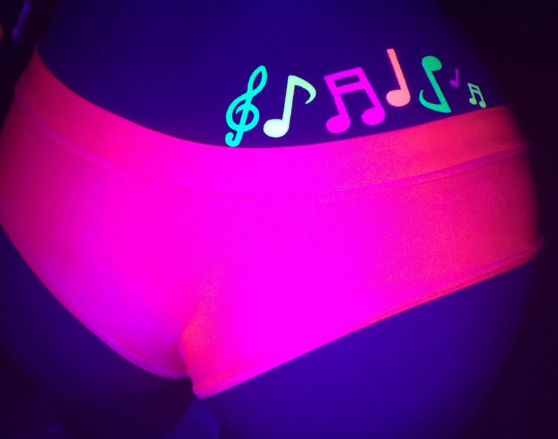 Music Notes Neon Glow Body Stickers Blacklight Glitter Body Stickers Neon Body Art DJ Stripper Ravewear Face Jewels image 2