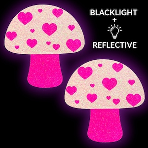 Rosa Pilz-Pasties - Reflektierende Schwarzlicht Glow Rave Pasties