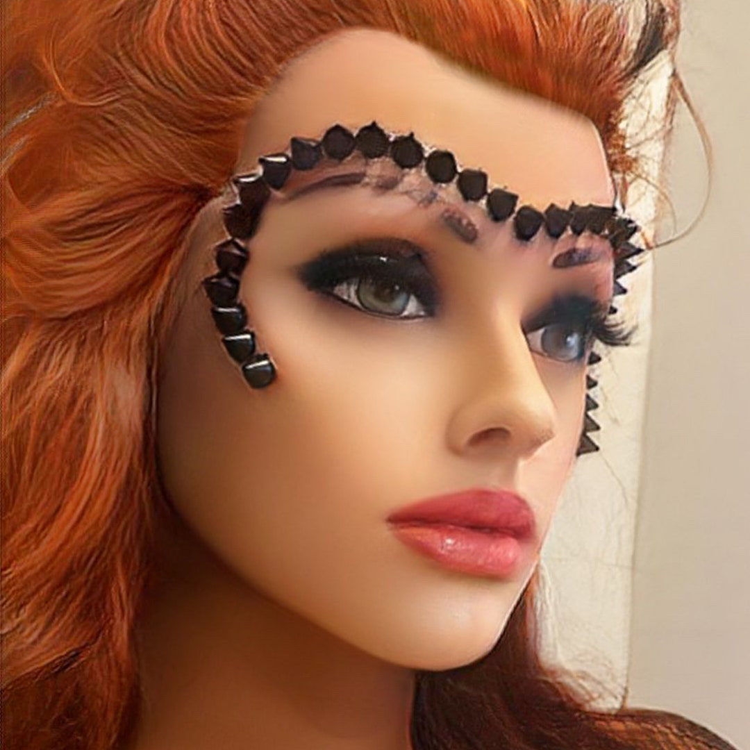 Black Spiked Face Jewel Sticker, Face Decals, Rhinestone Studded Tattoo Sticker, Self Adhesive