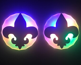 Lit Nips Glow Pasties- Mardi Gras Fleur de Lis, Nipple Covers by Sasswear