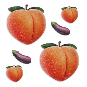 Glitz Nips Peach Delight Pasties, Valentines Gift, Rave Pasties, Eggplant Body Stickers