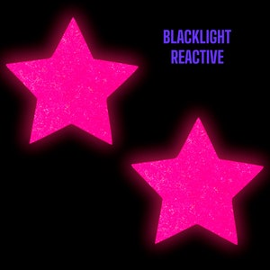 Neon Pink Star Pasties, Blacklight Nipple Covers for Glow Party, Raves, Festivals, Large to Small