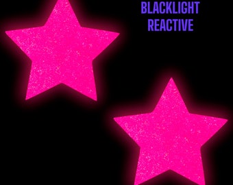 Neon Pink Star Pasties, Blacklight Nipple Covers for Glow Party, Raves, Festivals, Large to Small