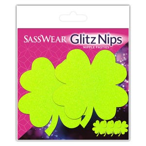 Glitzer Nips Clover Pasties, Neon Grün Shamrock Nipple Covers, Schwarzlicht Glow mit Body Stickers, St. Patrick&#39;s Day