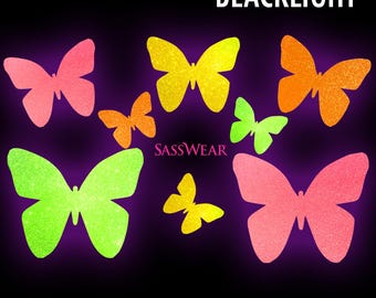 Stickers corps papillon néon phosphorescent - Costume Rave - Papillons néon, vêtements de strip-teaseuse, Stickers Rave, autocollants phosphorescents réutilisables