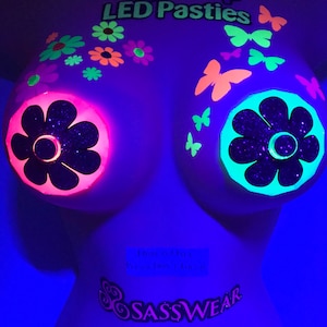 Blacklight Daisy Body Stickers EDC Costume Neon Daisy's Blacklight Glow Party Rave Outfit image 3