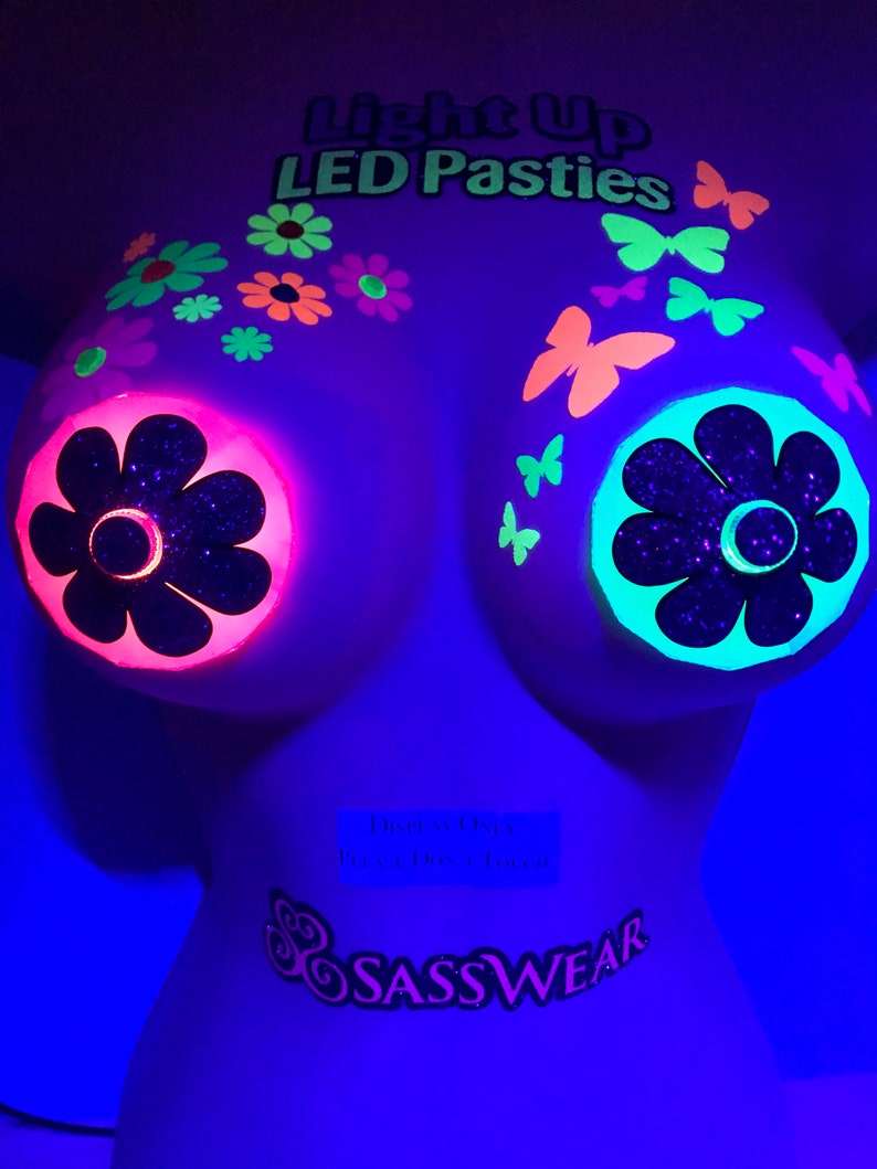 Blacklight Daisy Body Stickers EDC Costume Neon Daisy's Blacklight Glow Party Rave Outfit image 3