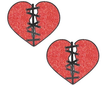 Stitched Heart Glitz Nips Pasties for Halloween Doll Costume