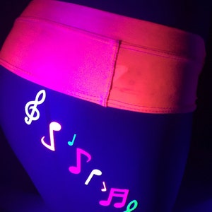 Music Notes Neon Glow Body Stickers Blacklight Glitter Body Stickers Neon Body Art DJ Stripper Ravewear Face Jewels image 3