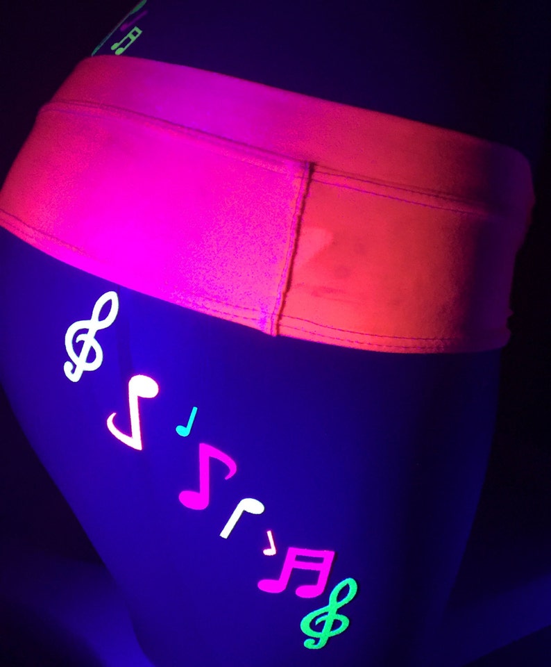 Music Notes Neon Glow Body Stickers Blacklight Glitter Body Stickers Neon Body Art DJ Stripper Ravewear Face Jewels image 3