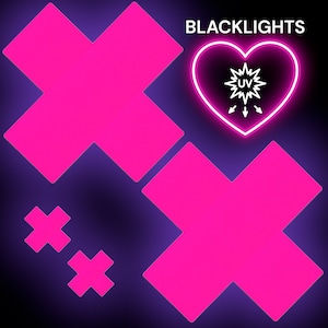 Sasswear Neon Pink X Pasties Rave Wear Glow Lingerie Sexy Nipple Covers Cross Pasties, Rave Festival, Burlesque, Medizinischer Kleber