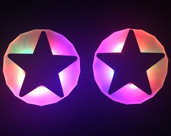 Lit Nips Glow Pasties- Star Rave Nipple Covers, Festival, Glow Party, Glow-in-the-Dark Pasties by Sasswear