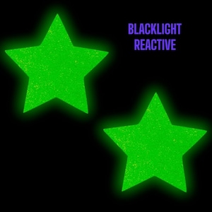 Neon Green Star Pasties, Schwarzlicht-Nippelabdeckungen für Glow Party, Raves, Festivals, groß bis klein