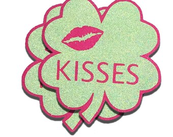 Clover Kisses Blacklight Reflective Nipple Cover Pasties, Green Pasties for Saint Patricks Day