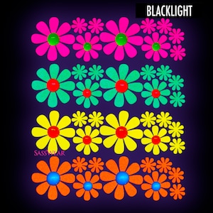 Blacklight Daisy Body Stickers EDC Costume Neon Daisy's Blacklight Glow Party Rave Outfit image 2