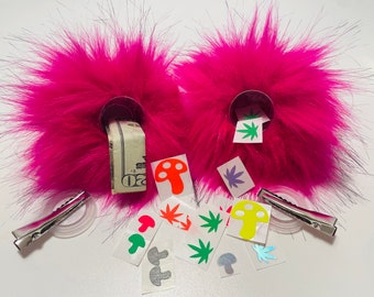Paniers cachés Sasswear, chignons à clip, brioches en fourrure, oreilles de rave, cachette festival, oreilles en fausse fourrure, accessoires à clip, cachette secrète