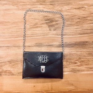 BRAUTJUNGFER GESCHENK - Brautbeutel - Brautjungfer Clutch Tasche - Abendtasche - Veganer Leder Geldbeutel - Vegane Clutch - Schwarze Geldbörse - Kleine Schwarze Tasche