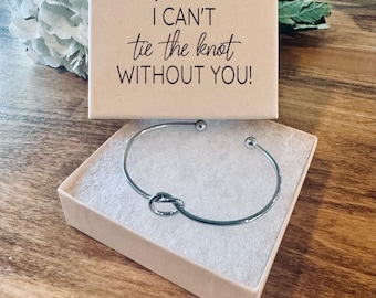 Pulsera de nudo para propuesta de dama de honor: caja de regalo grabada y personalizada