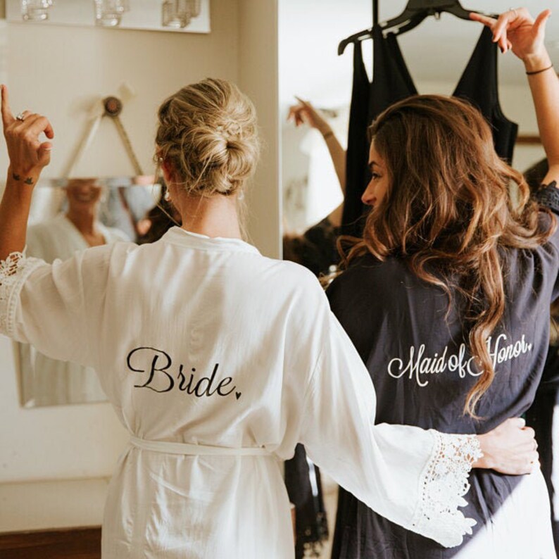 Personalized Cotton Lace Bridesmaid Robes Set of Robes for Etsy