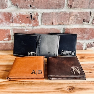 Billetera personalizada para hombre - Billetera grabada con láser - Regalo de recuerdo personalizado - Regalo para padrinos de boda - Billetera para padrinos de boda - Billetera para hombre - Regalo para él