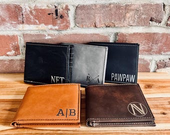 Personalized Men&#39;s Wallet - Laser Engraved Wallet - Custom Keepsake Gift - Groomsman Gift - Groomsman Wallet - Mens Billfold - Gift For Him