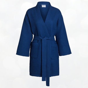 BRIDAL PARTY ROBES Navy Cotton Waffle Robes Bridesmaid Proposal Gifts Bridesmaid Robes Bride Squad Bridal Robe Cotton Robe image 4