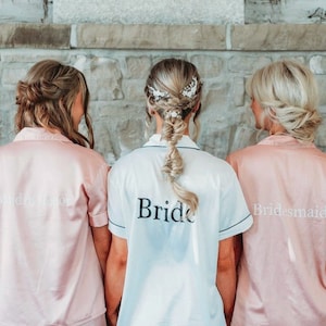 Bridesmaid Proposal - Matching Pajamas - Bridesmaid PJs - Bridesmaid Pajamas - Bridal Pajamas - PJ Short Set - Satin Pajamas - Custom PJs