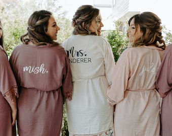 Lace Robe - Bridesmaid Gift - Bridesmaid Robes - Bridesmaid Proposal - Bridal Robe - Cotton Lace Robe - Gift For Her - Bachelorette Robes