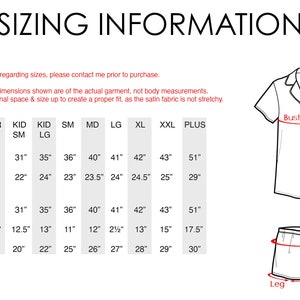 May include: Sizing chart for a top and bottom garment. The chart shows measurements in inches for bust, length, hip, and leg. The chart includes sizes for toddler, kid small, kid large, small, medium, large, extra large, extra extra large, and plus sizes.